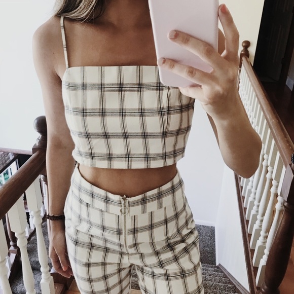 two piece plaid set